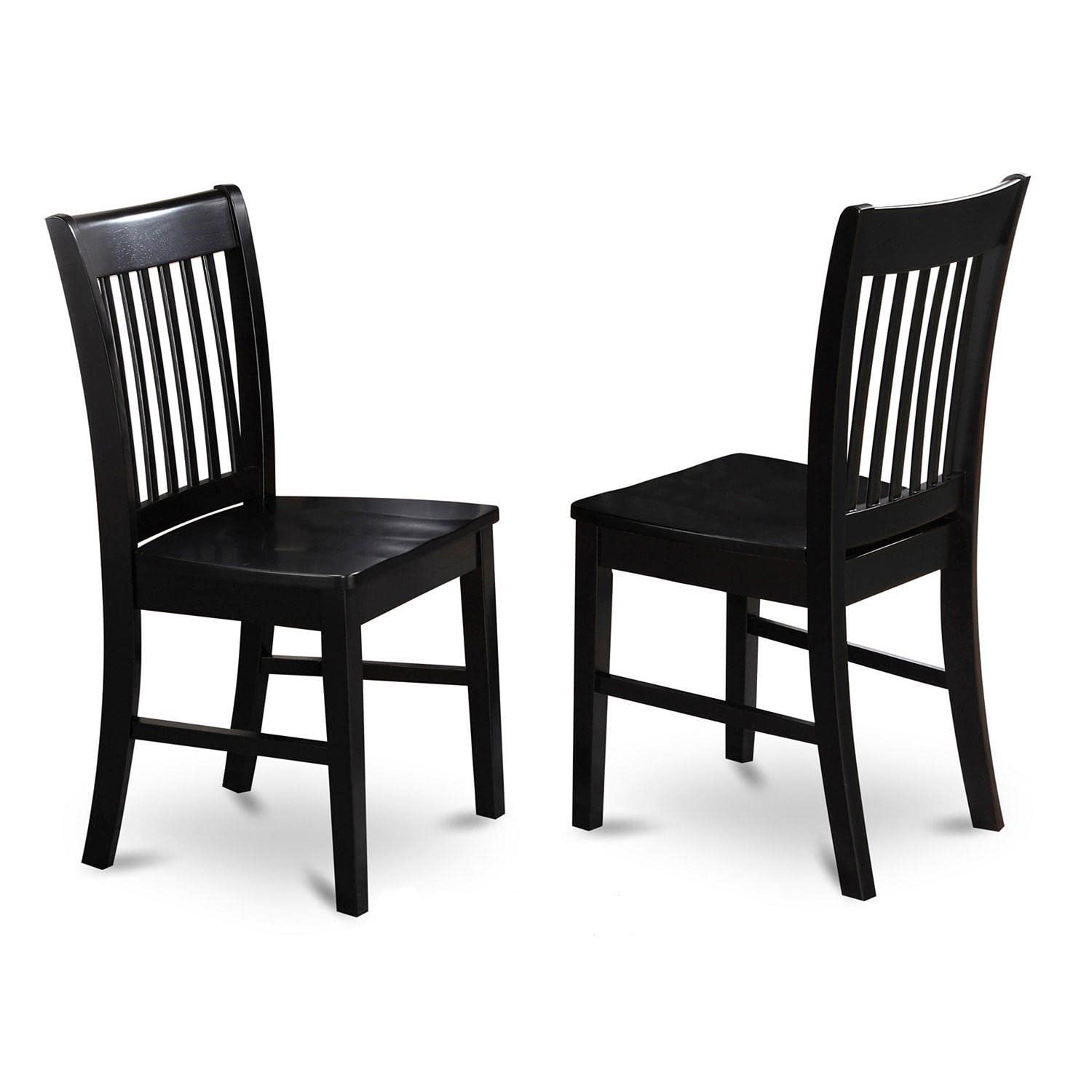 East West Furniture SHNO3-BLK-W 3 Piece Dining Room Furniture Set Contains a Round Dining Table with Pedestal and 2 Wood Seat Chairs, 42x42 Inch, Black