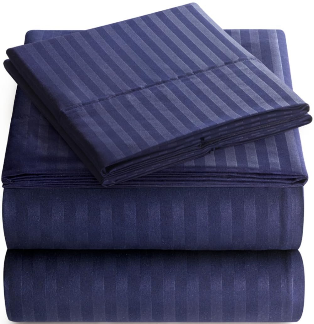 Elaine Karen King Italian Prestige Collection Striped Bed Sheet Set - 1800 Luxury Soft Microfiber Deep Pocket 4-Piece Bedding Se