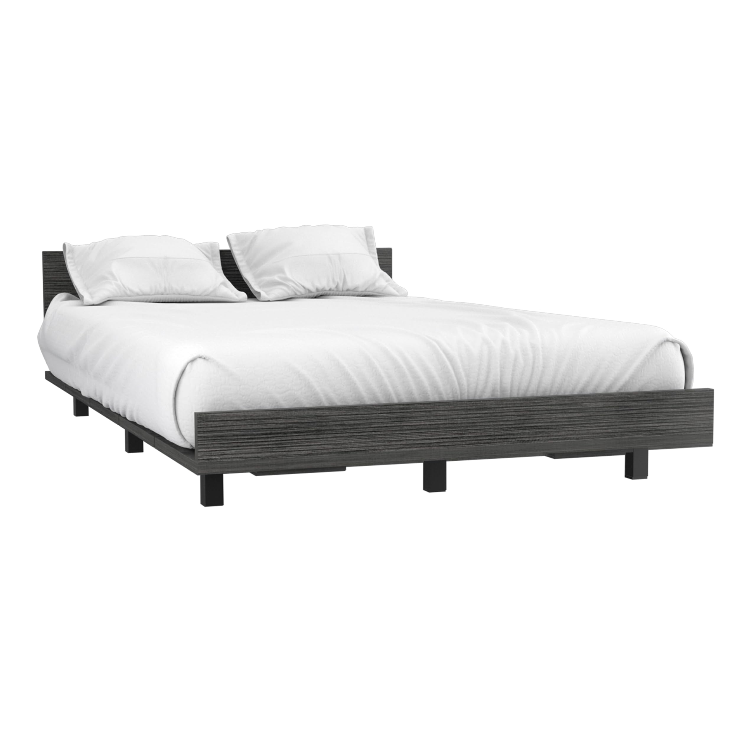 TUHOME Kaia Twin Bed Base Engineered Wood Beds in Gray