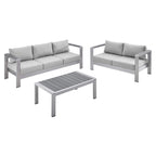 Modway Eei-4313-Slv-Gry-Set Patio Aluminum 3 Piece Set In Silver Gray