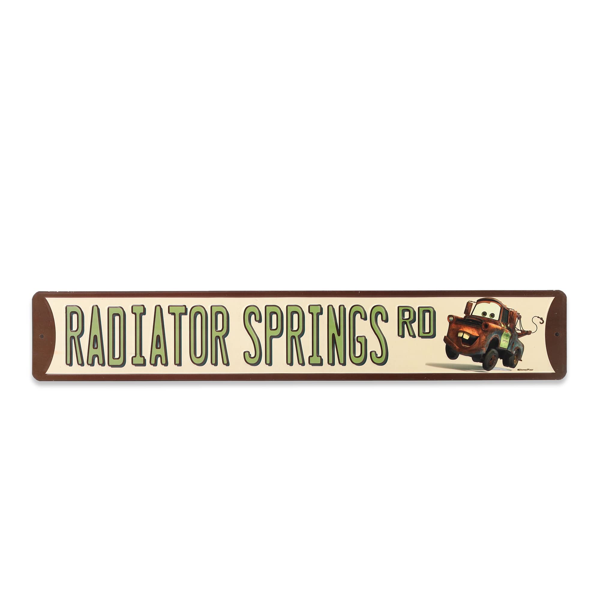 Disney Pixar Cars Radiator Springs Road Metal Street Sign - Cars Tow Mater Sign for Garage, Kids Bedroom or Play Room