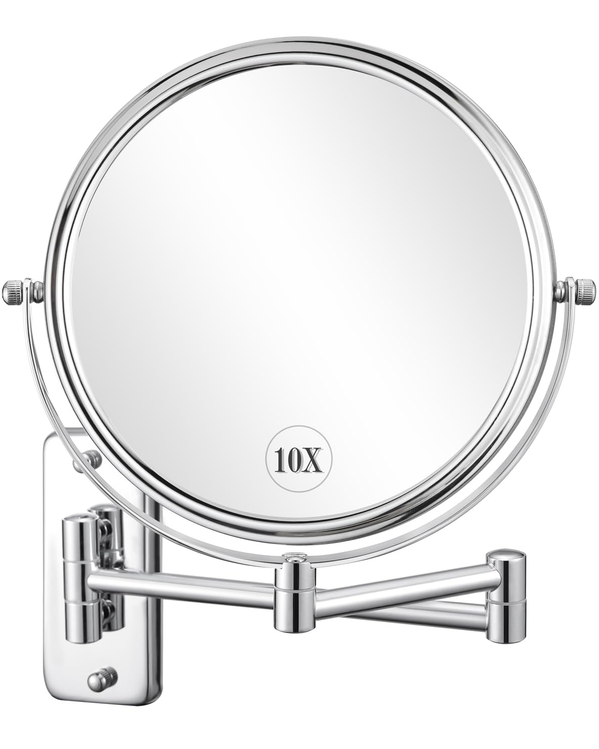 DECLUTTR 8 Inch Wall Mounted Magnifying Mirror with 10x Magnification, Double Sided Vanity Makeup Mirror for Bathroom, Chrome Fi
