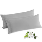 Horbaunal 2 Pack Microfiber Body Pillow Covers Light Grey Body Pillow Cases with Envelope Closure, 1800 Thread Count Soft & Shri