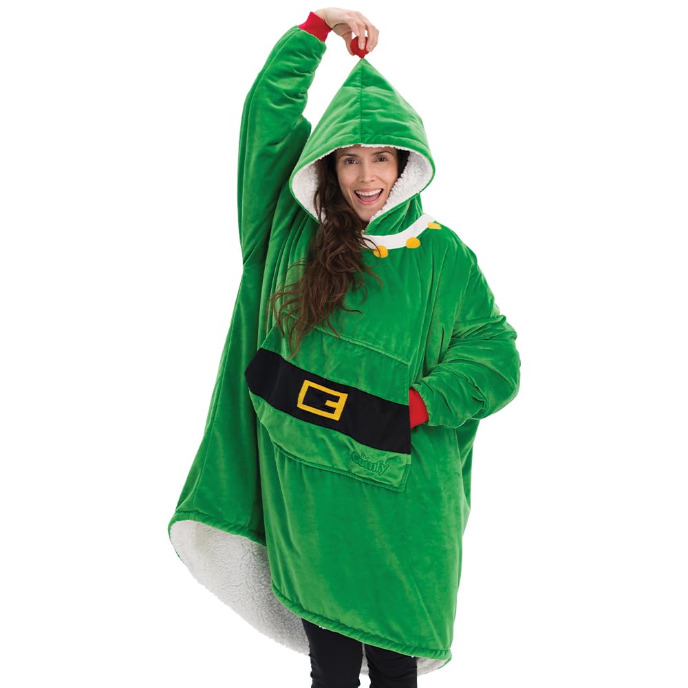 THE COMFY Original Sherpa Lined Fleece Wearable Blanket - Oversized, Elf Color, for Men & Women