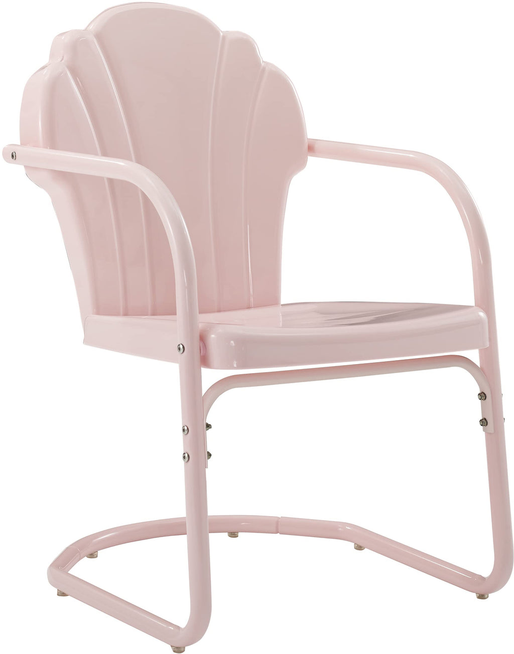 Crosley Furniture Tulip 5-Piece Outdoor Dining Set For 4, Retro Metal Round Patio Table And Chairs For Deck, Pastel Pink Gloss