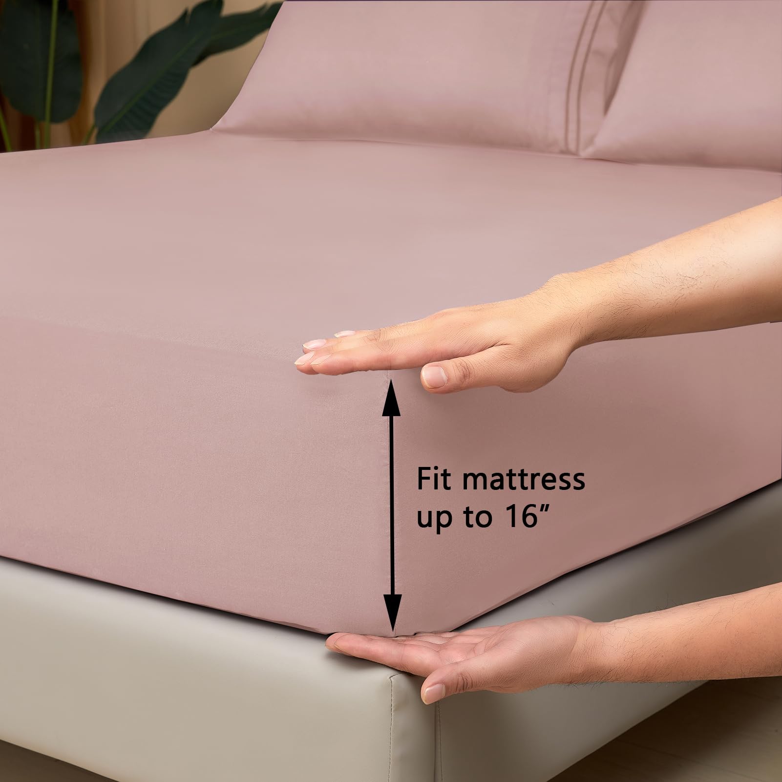 Mejoroom King Size Bed Sheet Set - Hotel Luxury 1800 Bedding Sheets & Pillowcases - 16'' Deep Pocket Fitted Sheet, Soft, Breatha