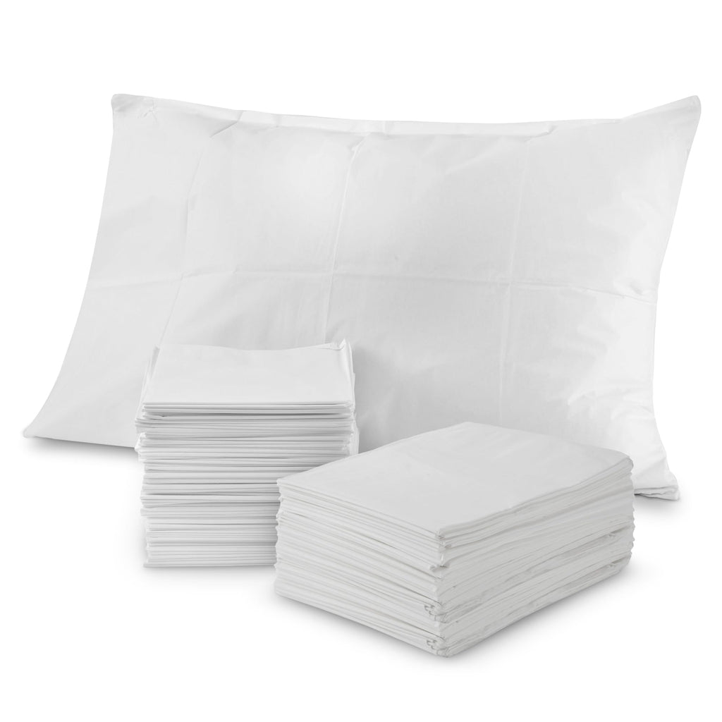 Stock Your Home (100 Count) Disposable Pillow Case Covers, Tissue/Poly 21'' x 30'' Standard Size, Single-Use Pillowcases with Mo