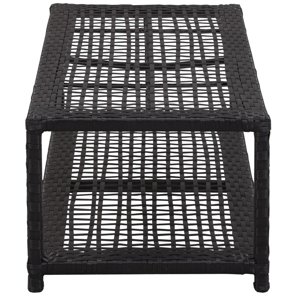 vidaXL Black Poly Rattan Metal Shoe Bench with Organizational Shelf – Robust, Lightweight, and Easy-to-Clean, Offers Ample Space & Comfortably Seats You While Wearing Footwear