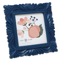 Isaac Jacobs 4x4 Navy Wave Textured Hand-Crafted Resin Picture Frame with Easel & Hook for Tabletop & Wall Display, Decorative S
