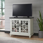 Martin Svensson Home Elegant Small Spaces TV Stand White with Gray Top