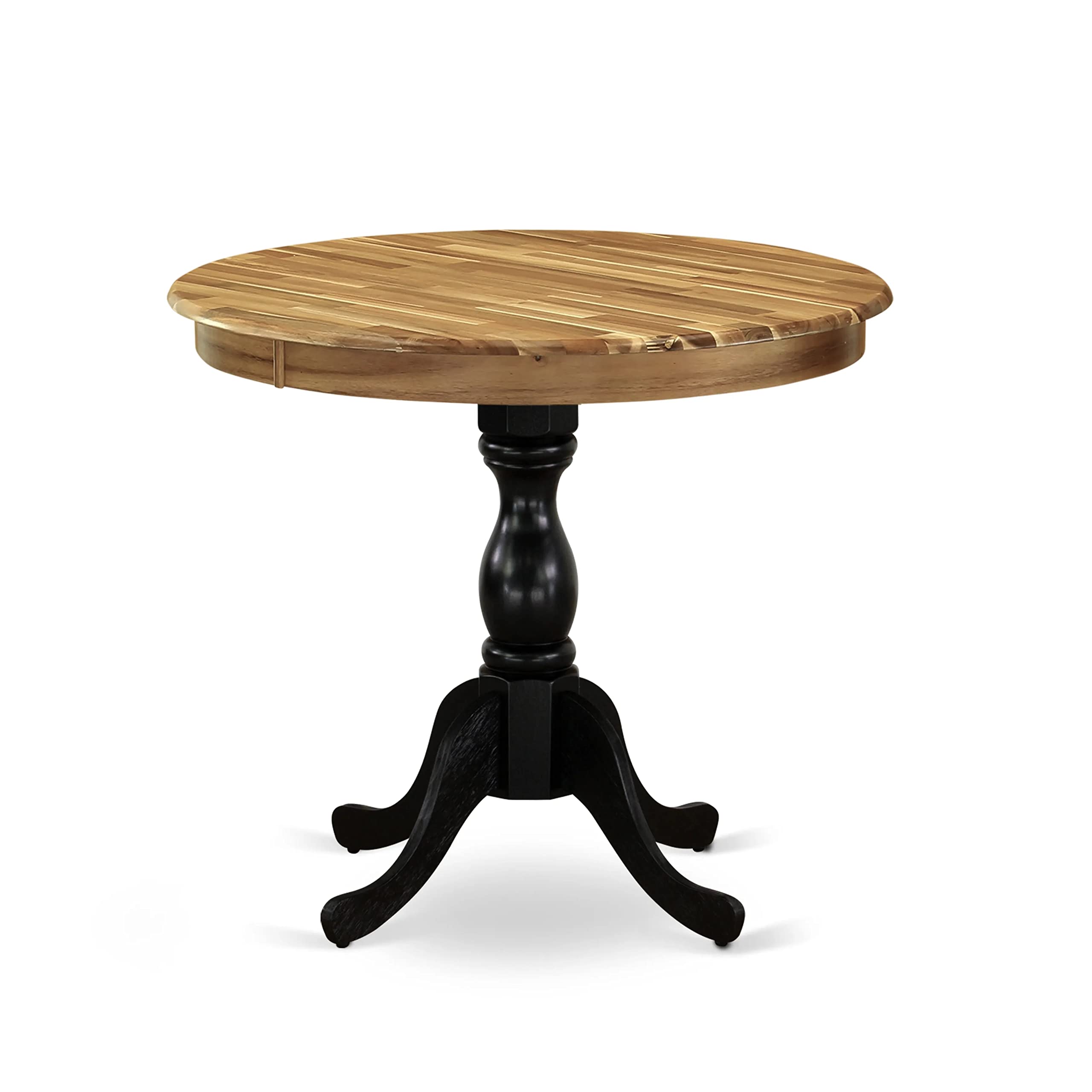 East West Furniture Amt-Anb-Tp Antique Modern Dining Table - A Round Kitchen Table Top With Pedestal Base, 36X36 Inch, Multi-Color
