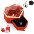 Emibele Preserved Real Rose with Heart Necklace, Eternal Flowers Rose Box with I Love You Necklace 100 Languages, Rose Jewelry G