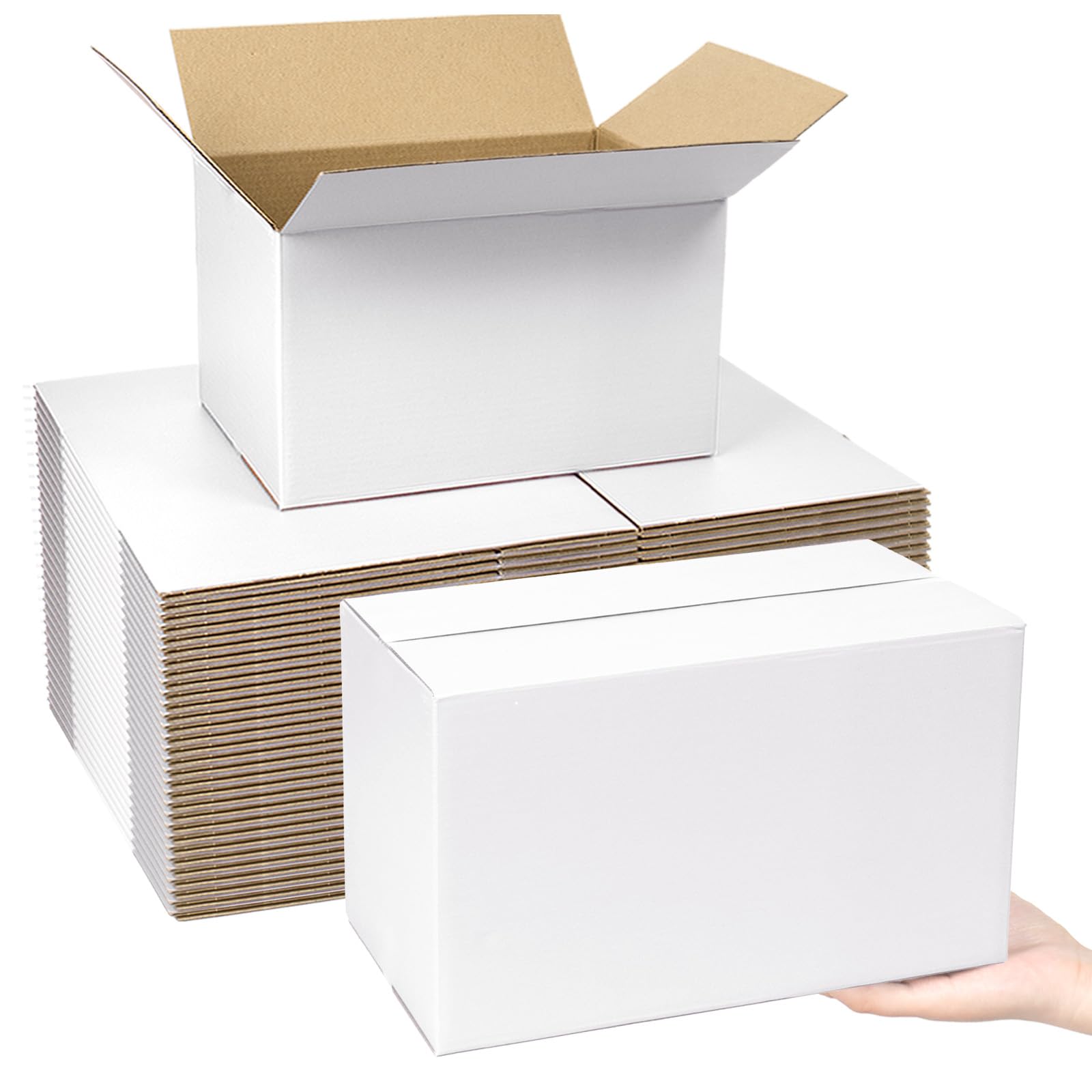 Shipping Boxes Medium 10X7X6 Inches, 30 Pack Mailer Packaging Boxes Bulk, White Corrugated Cardboard Boxes For Small Business Ma