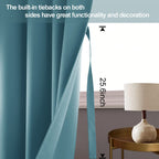 Jiuzhen Turquoise Blackout Curtains With Tiebacks Thermal Insulated, Light Blocking And Noise Reducing Grommet Curtains For Bedroom And Living Room, Set Of 2 Window Curtain Panels, 60 X 84 Inch Length