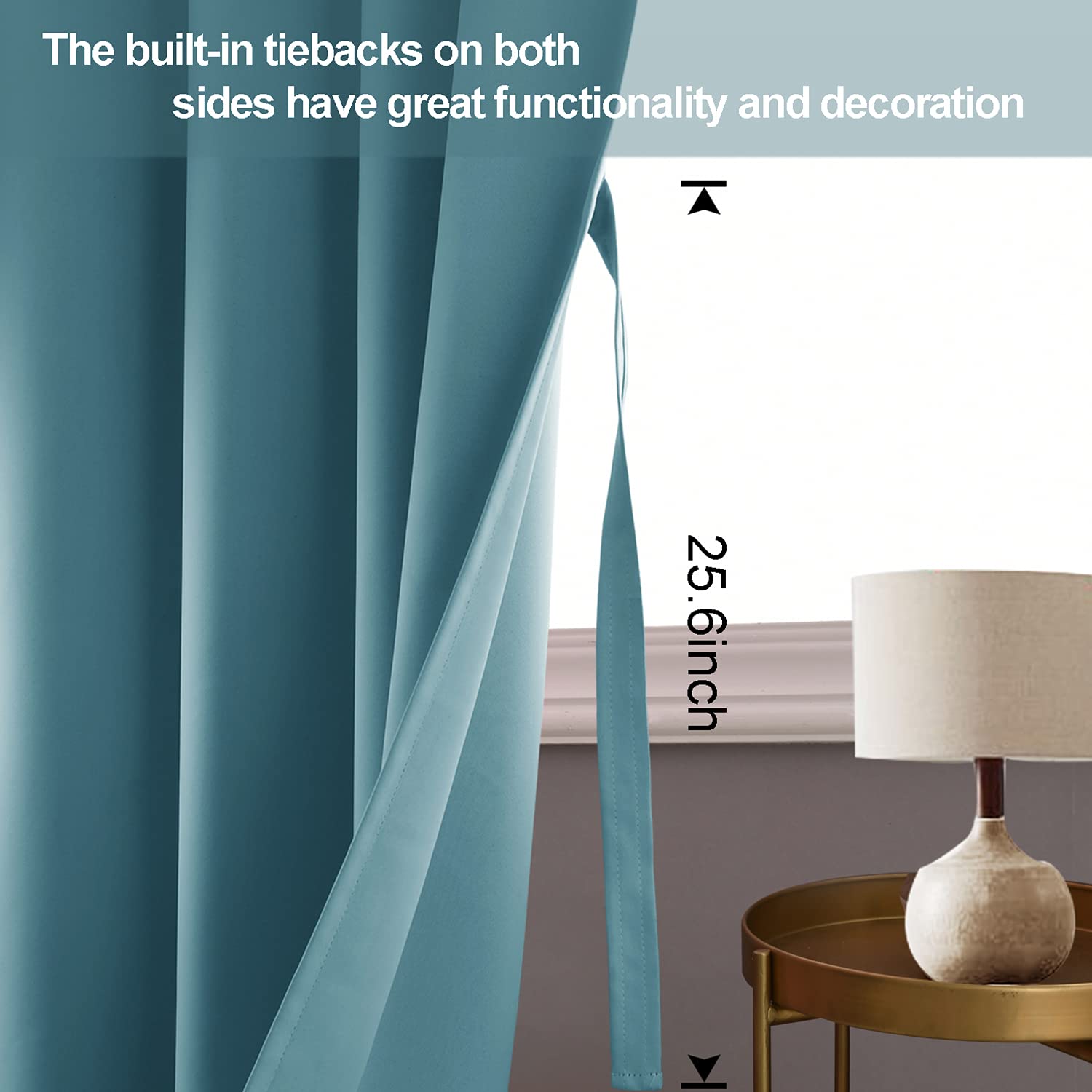 Jiuzhen Blackout Curtains With Tiebacks - Thermal Insulated, Light Blocking And Noise Reducing Grommet Curtain Drapes For Bedroom And Living Room, Set Of 2 Panels, Turquoise, 42 X 63 Inch Length