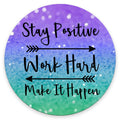Amcove Round Gaming Mouse Pad Custom, Stay Positive Work Hard And Make It Happen Inspirational Quotes Round Mouse Pad Art Purple