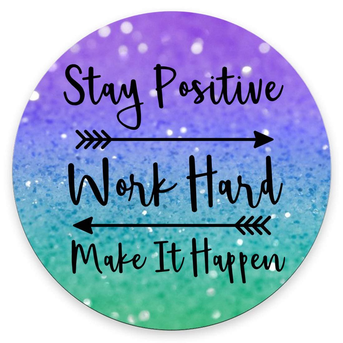 Amcove Round Gaming Mouse Pad Custom, Stay Positive Work Hard And Make It Happen Inspirational Quotes Round Mouse Pad Art Purple