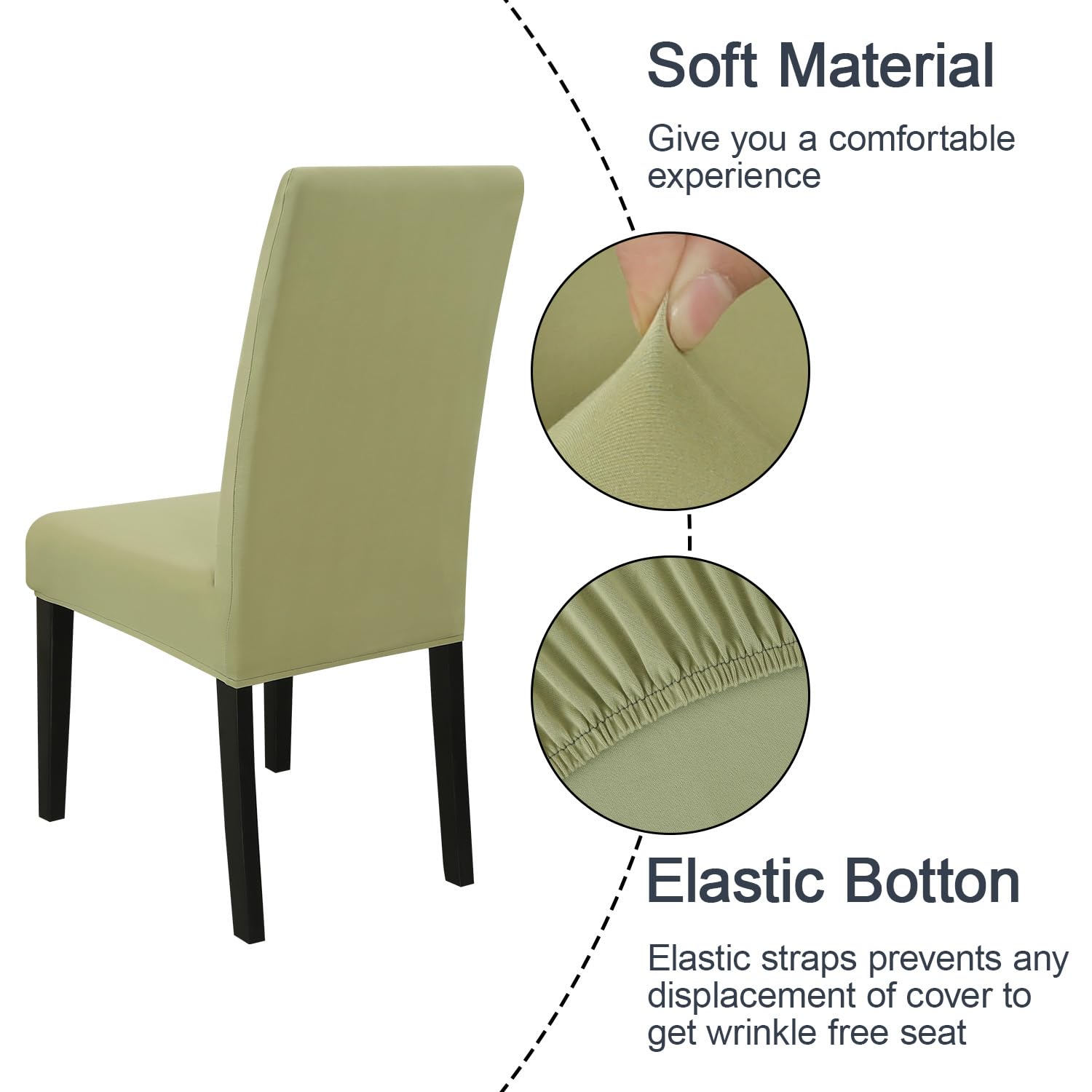 Jqinhome Sage Green Chair Covers For Dining Room Set Of 6, High Stretch Removable Washable Parsons Chair Slipcover For Home Party Hotel Wedding Ceremony (6Pcs,Sage Green)