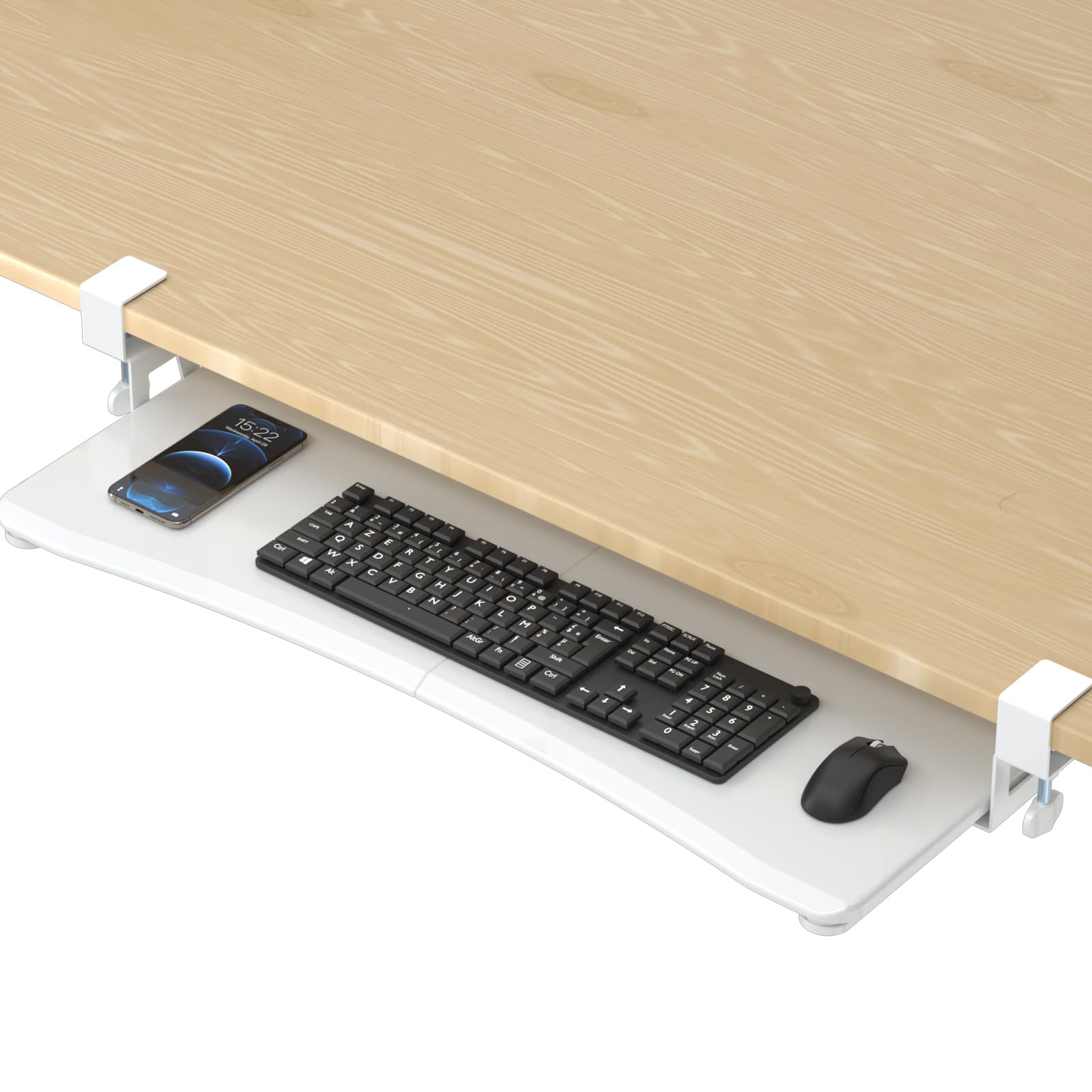 Suptek Large Keyboard Tray Under Desk Pull Out With C Clamp Mount, Computer Keyboard & Mouse Tray, 34 (38 Including Clamps) X 11