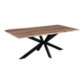 The Urban Port 79-Inch Rectangular Live Edge Top Mango Wood Dining Table with Spider Legs, Brown and Black