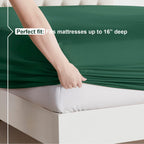 Nestl Split King Sheets Sets For Adjustable Bed - 5 Piece Split King Sheet Set, Double Brushed Split King Sheets, Hotel Luxury Dark Green Sheets, Extra Soft Bedding Sheets & Pillowcases