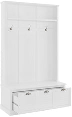 Crosley Furniture Ellison Hall Tree With Storage Bench And Coat Rack Hooks For Hanging, White