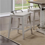 Steve Silver Furniture Pendleton Counter Stool, 24-inch Counter Height Seat, Bar Stool, Shaped Seat, Farmhouse, for Kitchens and Dining, Ivory Finish, 16" D x 19" W x 27" H, Grey