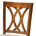 Baxton Studio Calista Gray Upholstered Walnut Wood 2-Piece Bar Stool Set