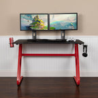 Flash Furniture Fisher Red Gaming Ergonomic Desk with Cup Holder and Headphone Hook