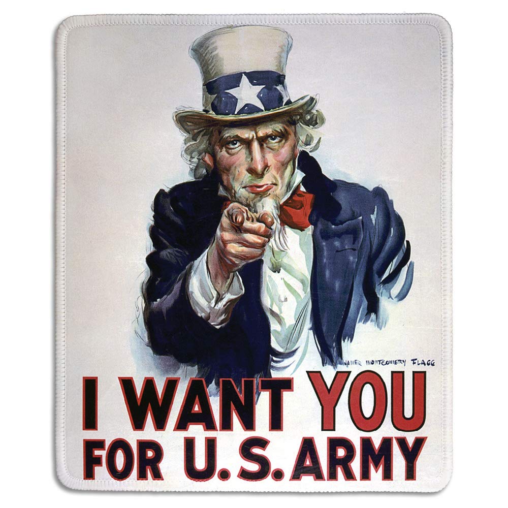 Dealzepic - Art Mousepad - Natural Rubber Mouse Pad With Classic Poster Of I Want You For Us Army Classic Uncle Sam Poster - Sti