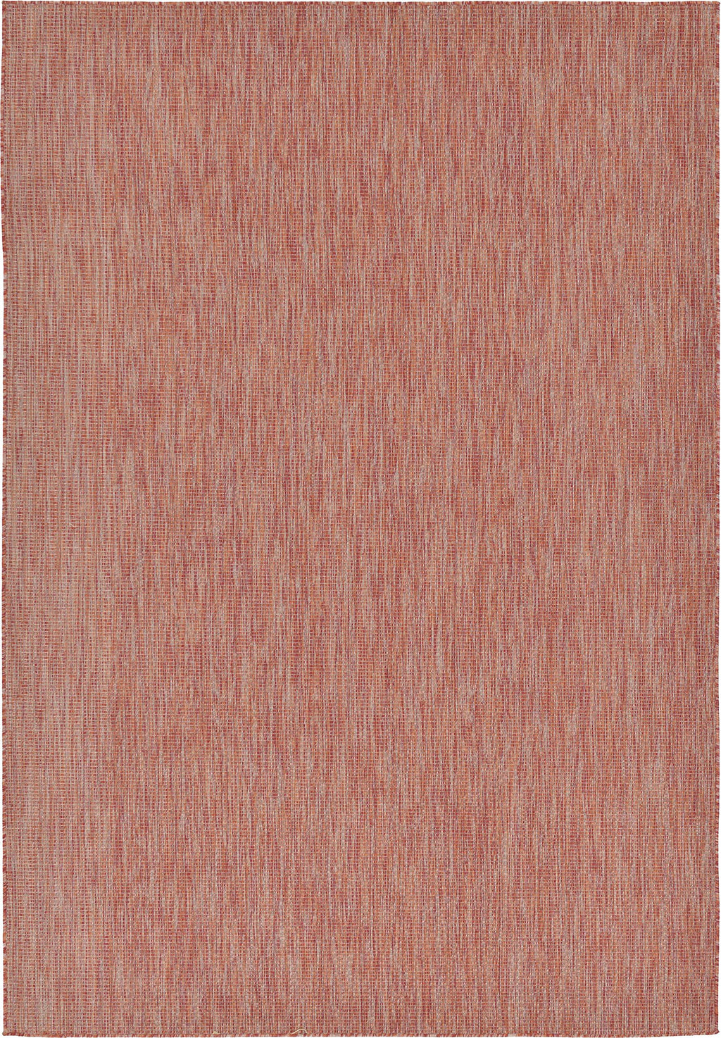 Unique Loom Collection Casual Transitional Solid Heathered Indoor/Outdoor Flatweave Area Rug (7' 1' X 10' Rectangle, Rust Red/B
