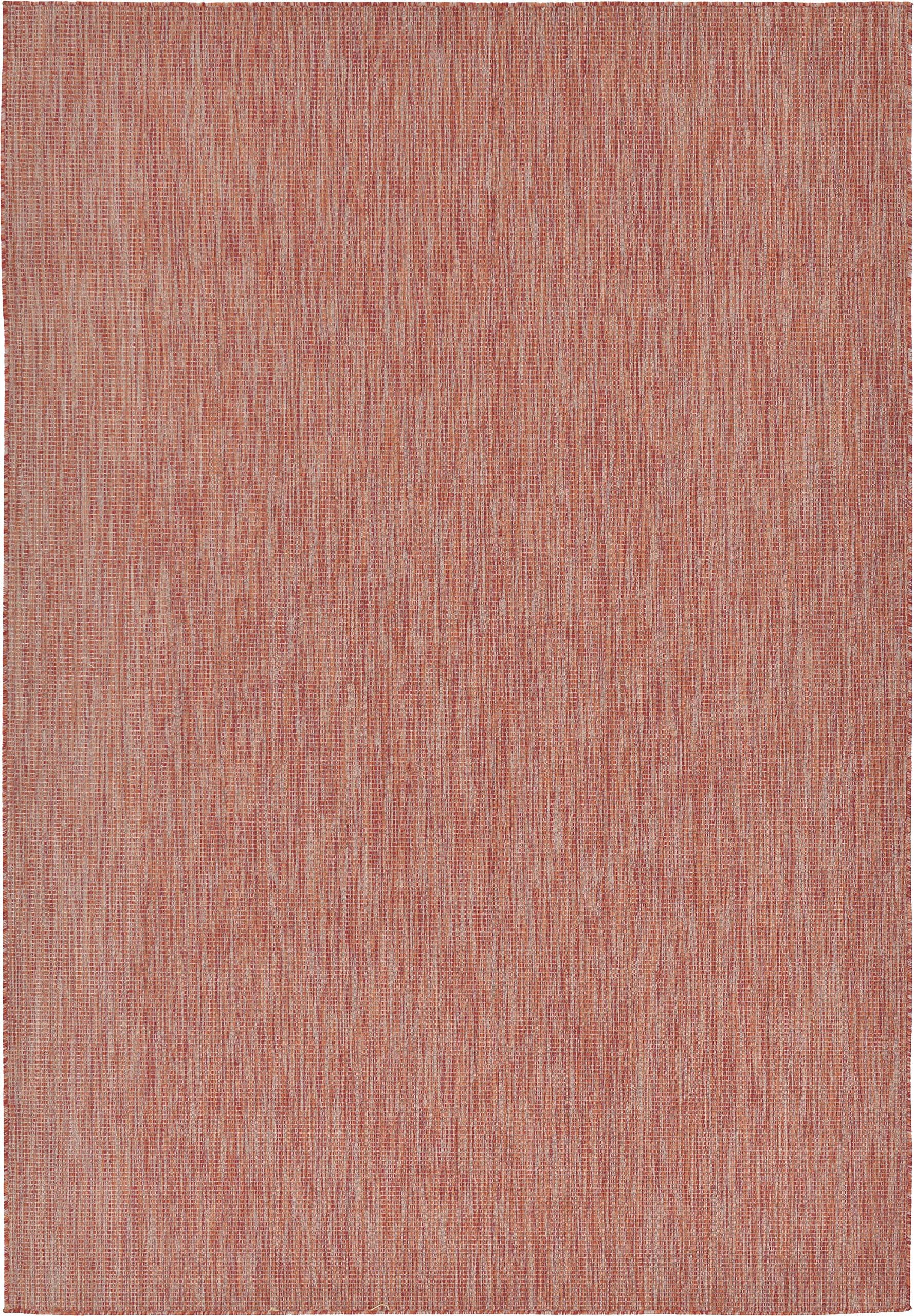 Unique Loom Collection Casual Transitional Solid Heathered Indoor/Outdoor Flatweave Area Rug (7' 1' X 10' Rectangle, Rust Red/B