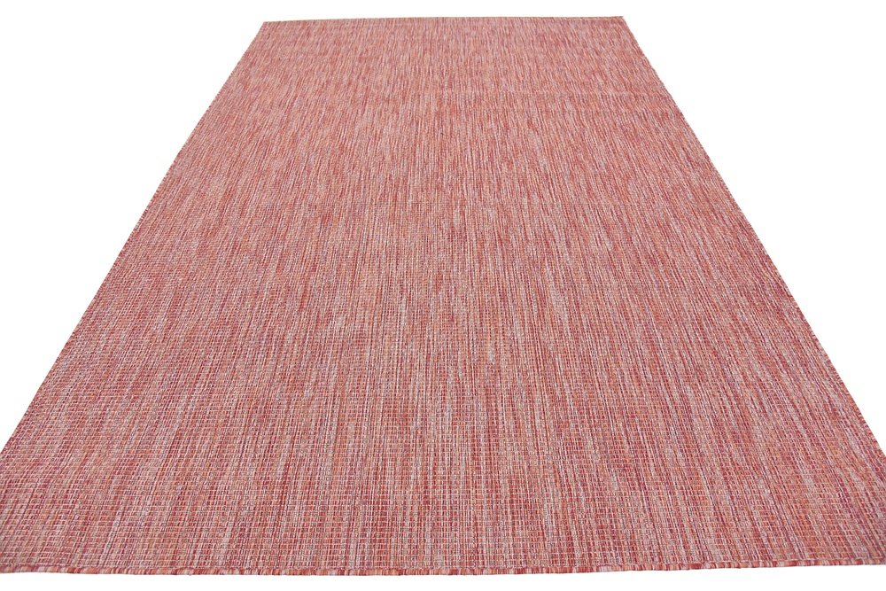 Unique Loom Collection Casual Transitional Solid Heathered Indoor/Outdoor Flatweave Area Rug (6' 1' X 9' Rectangle, Rust Red/Be
