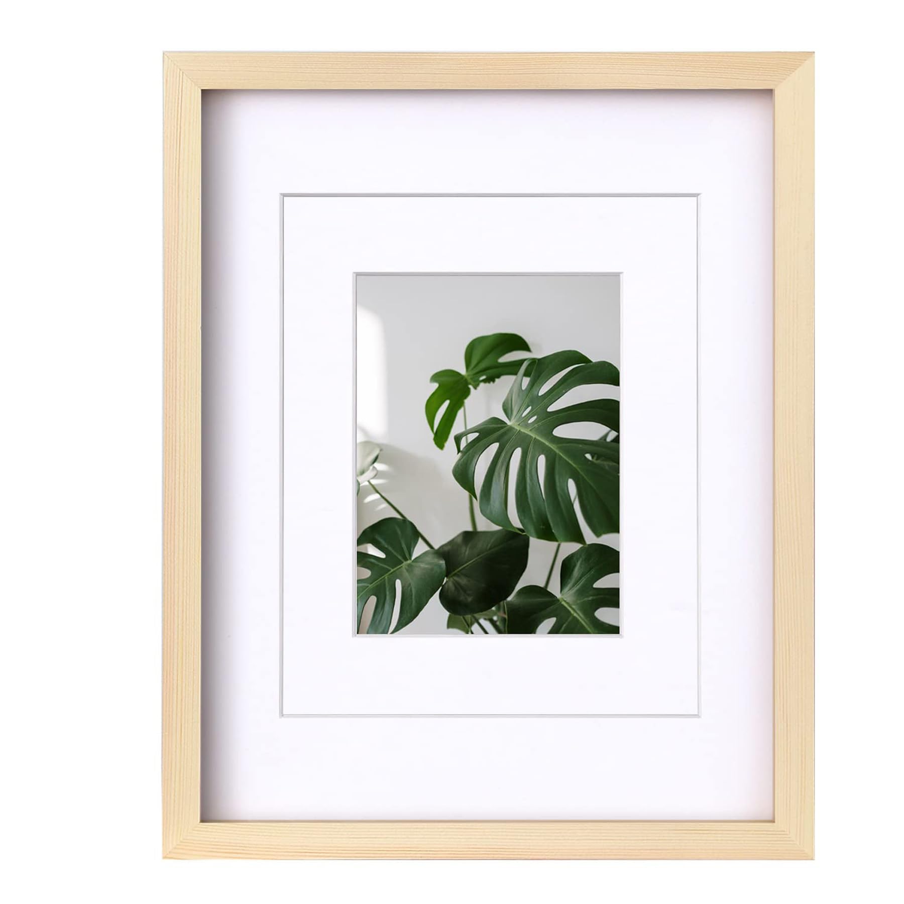 Egofine 11x14 Picture Frame Natural Wood Frame with Plexiglass, Display Pictures 5x7/8x10 with Mat or 11x14 Without Mat for Tabl