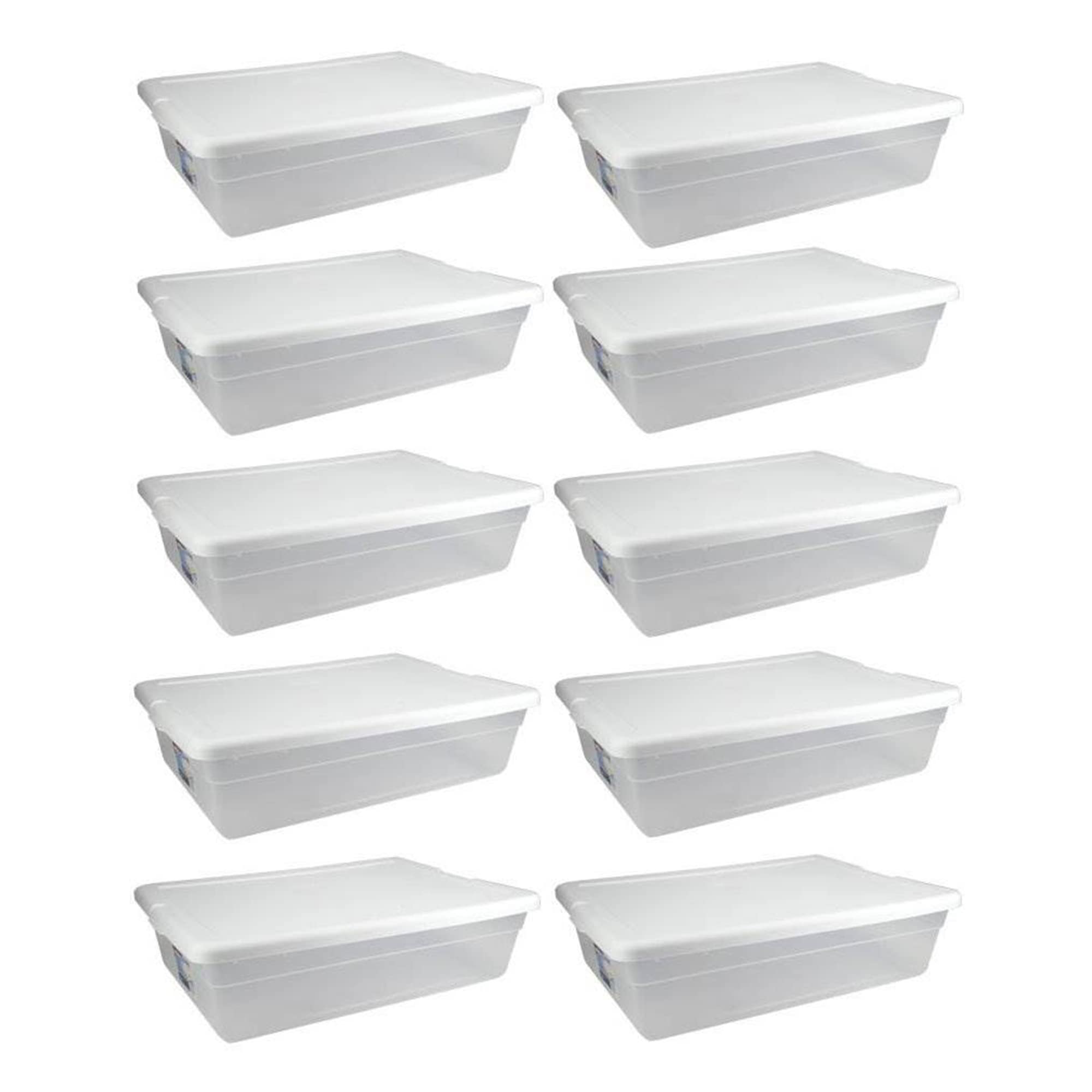 Sterilite 28 Quart Storage Box with Lid, Clear Plastic Container for Organizing and Storing Items Underbed in Bedroom, Stackable