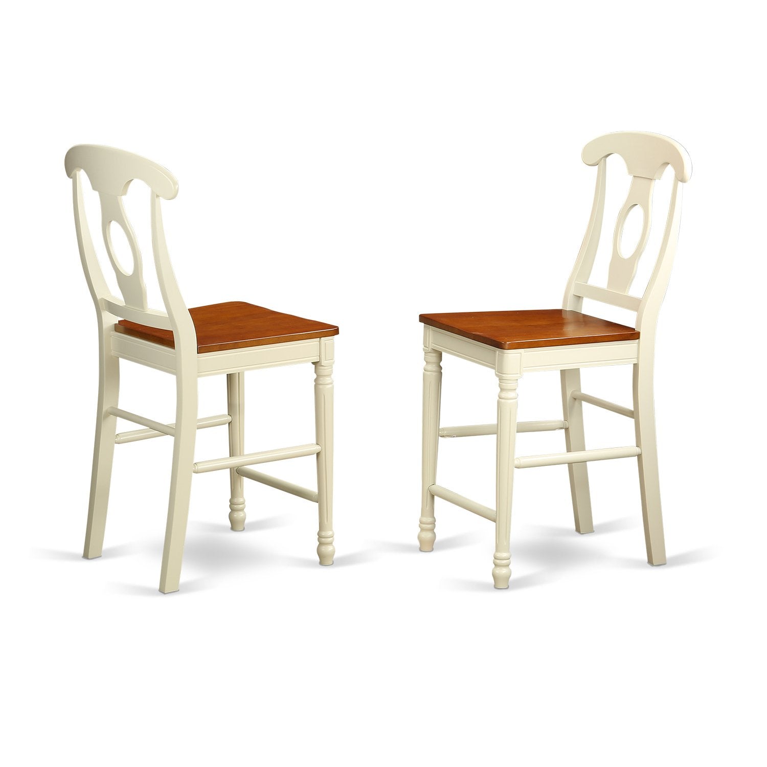 East West Furniture EDKE5-WHI-W 5 Piece Kitchen Counter Set Includes a Round Dining Room Table with Pedestal and 4 Dining Chairs, 30x30 Inch, Buttermilk & Cherry