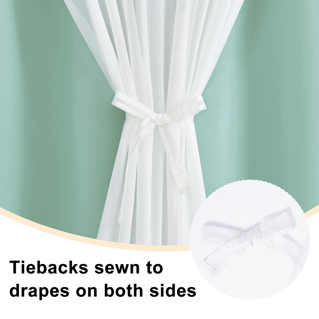 Hiasan Blackout Curtains With Sheer Overlay, Mix & Match Double Layer Thermal Insulated Room Darkening Curtains For Bedroom, Liv