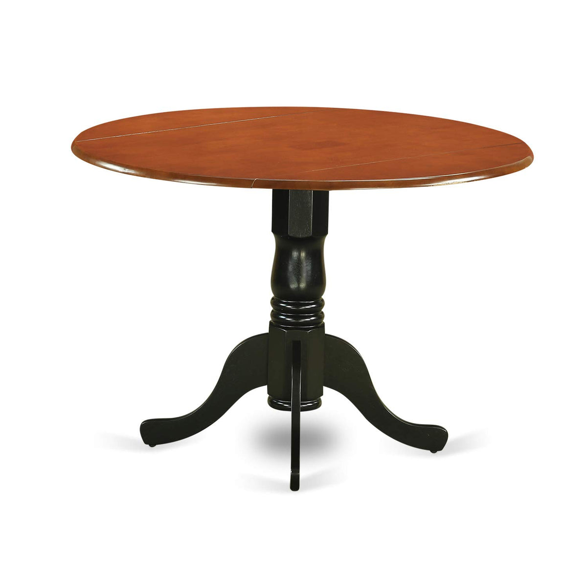 East West Furniture DLLG3-BCH-W 3 Piece Dining Room Table Set Contains a Round Kitchen Table with Dropleaf and 2 Dining Chairs, 42x42 Inch, Black & Cherry