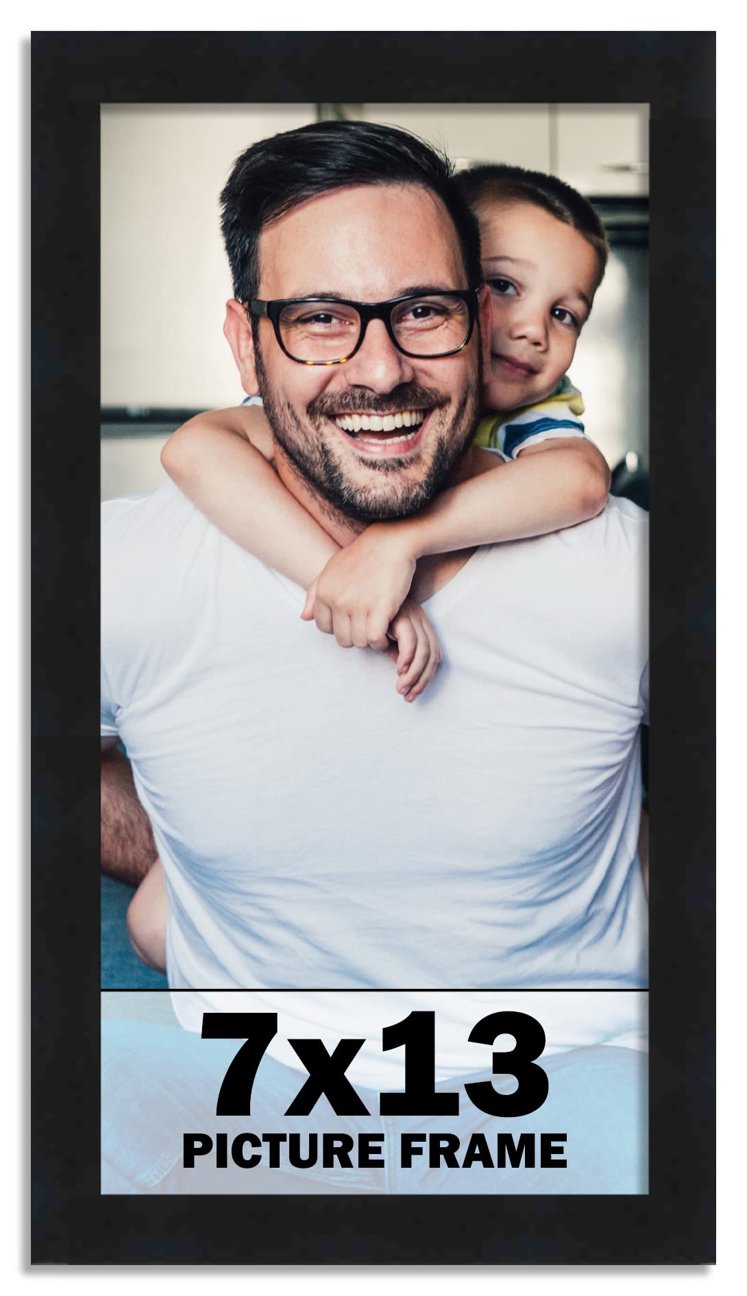 7x13 Frame Black Picture Frame - Complete Modern Photo Frame Includes UV Acrylic Shatter Guard Front, Acid Free Foam Backing Boa