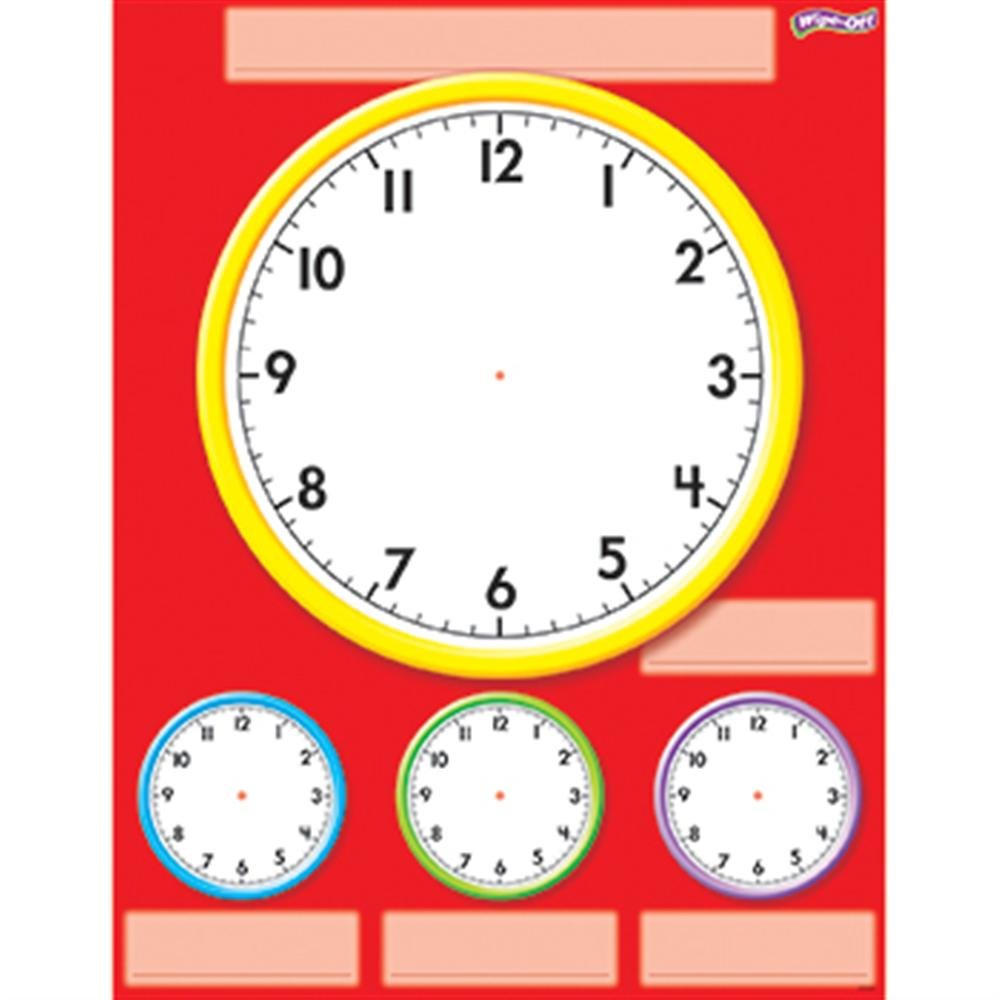 Trend Enterprises, Inc. Clocks Wipe-Off Chart, 17' X 22'
