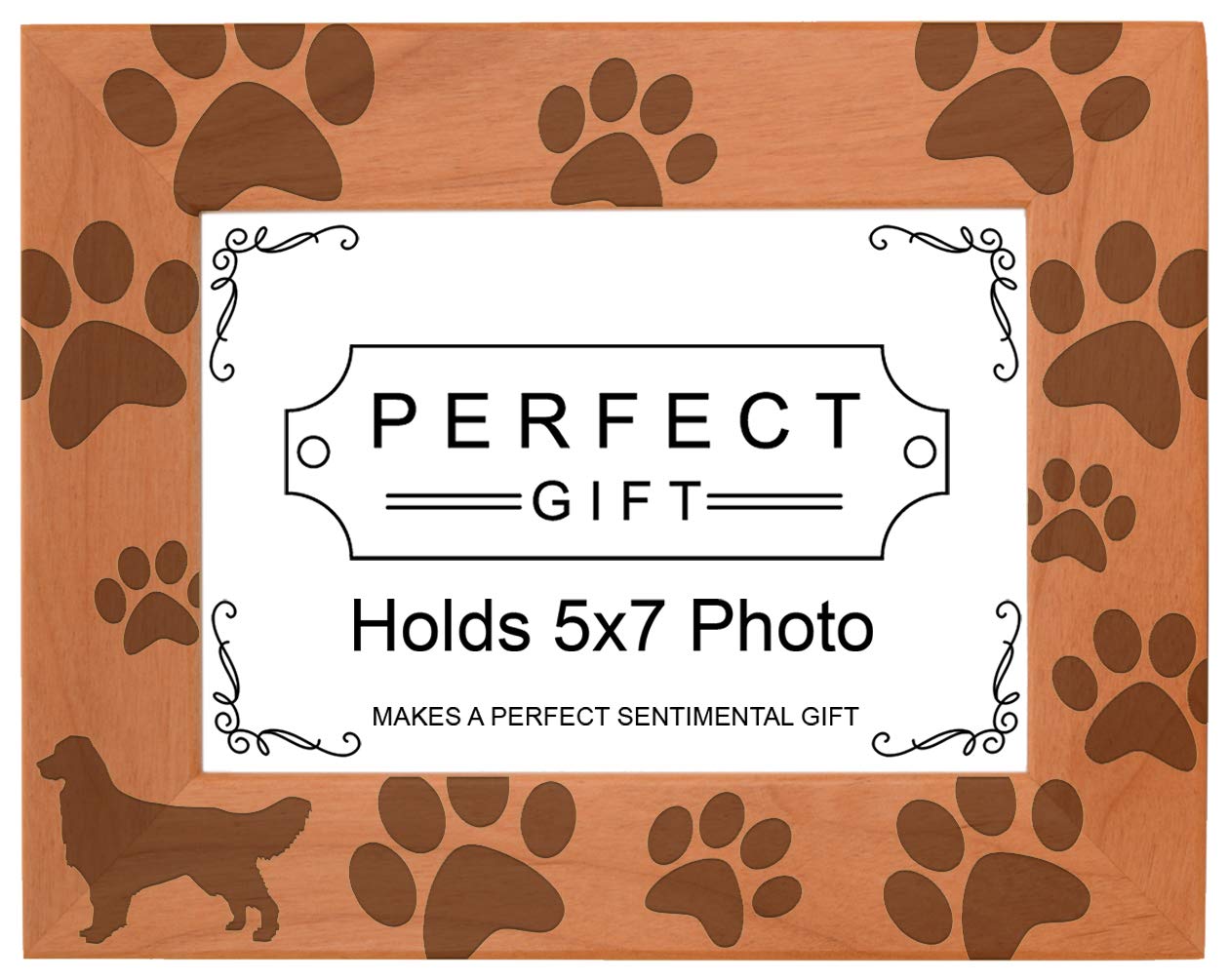 Gifts For All By Rachel Olevia Dog Lover Gift Golden Retriever Paw Prints Natural Wood Engraved 5x7 Landscape Picture Frame Wood