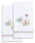 Jack Dempsey Needle Art 320143 Decorative Fluttering Butterflies Hand Towels, 17 by 28-Inch, White
