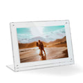 10x8 Acrylic Floating Picture Frame - Table Stand with Chrome Magnetic Front Cover to Easily Change Photos - Made in The USA