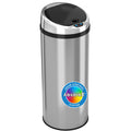 iTouchless 13 Gallon Sensor Garbage Can with Odor Control System, Stainless Steel, Round Touchless Automatic Trash Bin for Kitch
