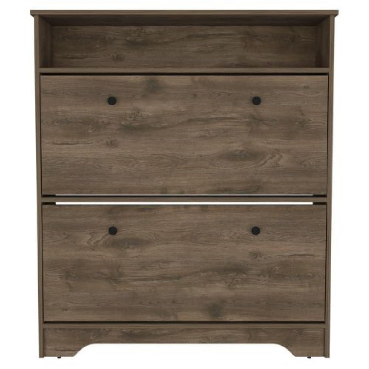 Shoe Rack 46&Quot; H, 1 Open Storage Shelf, 2 Internal Storage Drawers, 2 Doors, Dark Brown