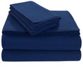 Tribeca Living Twin Luxury Solid Flannel Deep Pocket Sheet Set, Dark Blue