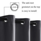 Jiuzhen Dark Grey Blackout Curtains With Tiebacks Thermal Insulated, Light Blocking And Noise Reducing Grommet Curtains For Bedroom And Living Room, Set Of 2 Window Curtain Panels, 60 X 84 Inch Length