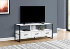 Monarch Specialties I 2615 Tv Stand, 48 Inch, Console, Media Entertainment Center, Storage Drawers, Living Room, Bedroom, Laminate, Metal, White, Black