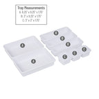 Mind Reader 8-Pc Drawer Organizer Interlocking, Storage, Kitchen, Office, 9.25' L X 6.5' W X 3.74' H, White