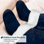 Pavilia Sherpa Blanket With Sleeves And Foot Pocket Women Men Adult, Fleece Wearable Blanket Sleeved Throw Wrap, Thick Hug Sleep